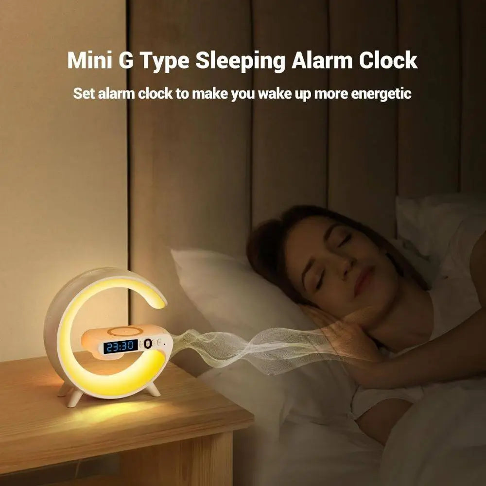 GlowNest™ Smart RGB Lamp – Wireless Charger, Bluetooth Speaker & Alarm Clock