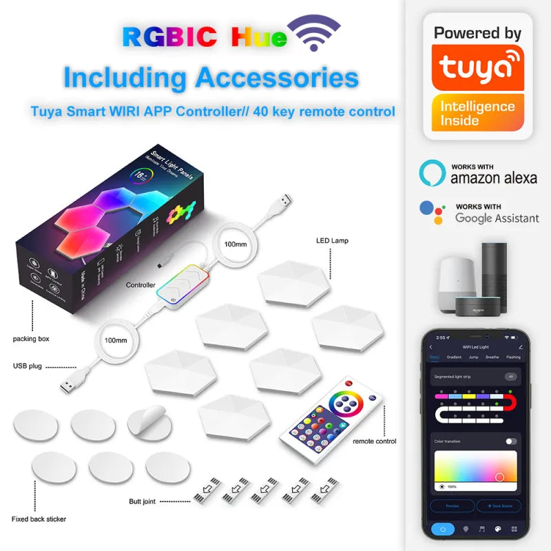 HexaGlow™ Modular RGB Panels – Touch-Activated Lighting for Creative Setups