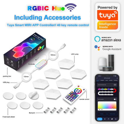 HexaGlow™ Modular RGB Panels – Touch-Activated Lighting for Creative Setups