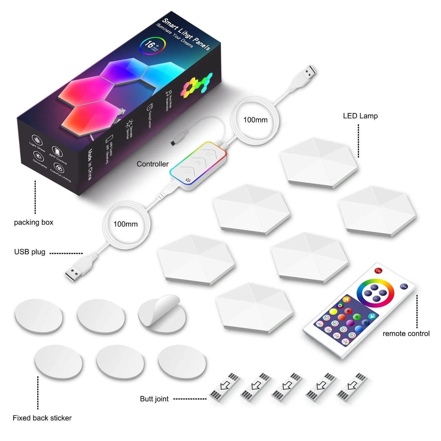 HexaGlow™ Modular RGB Panels – Touch-Activated Lighting for Creative Setups