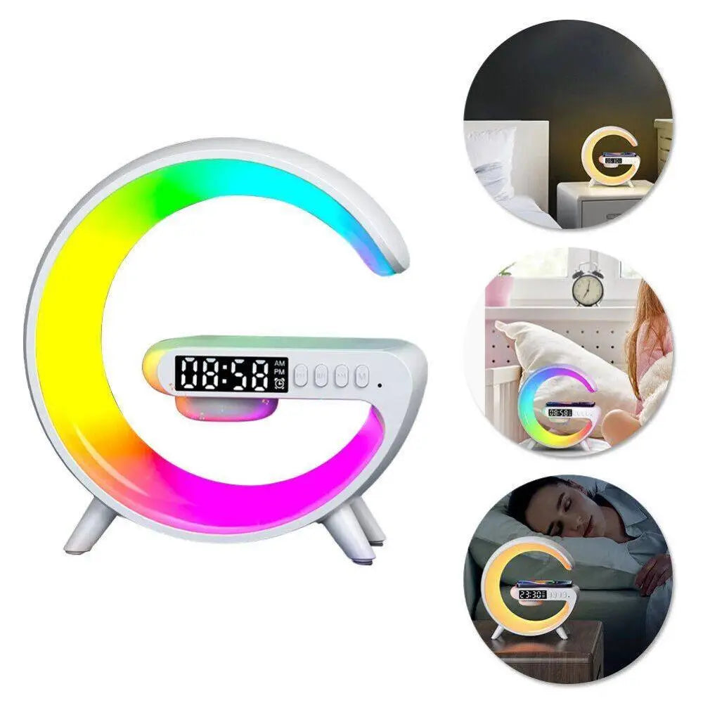 GlowNest™ Smart RGB Lamp – Wireless Charger, Bluetooth Speaker & Alarm Clock