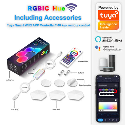 HexaGlow™ Modular RGB Panels – Touch-Activated Lighting for Creative Setups