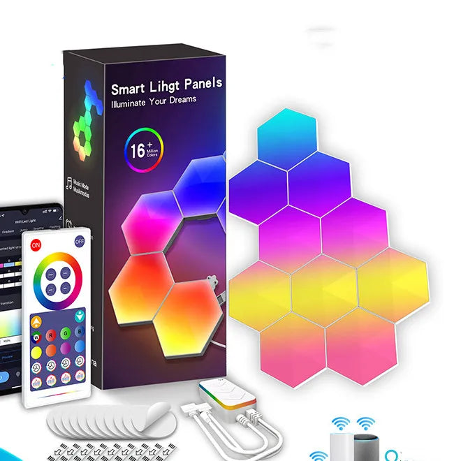 HexaGlow™ Modular RGB Panels – Touch-Activated Lighting for Creative Setups