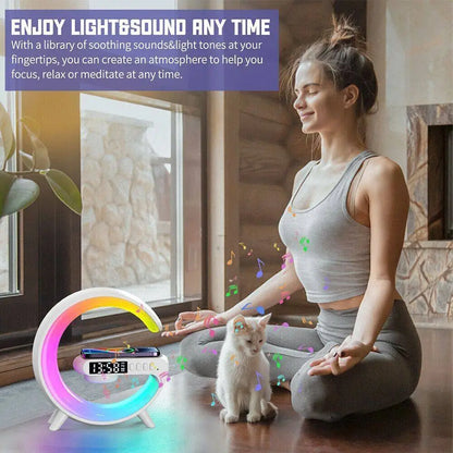 GlowNest™ Smart RGB Lamp – Wireless Charger, Bluetooth Speaker & Alarm Clock