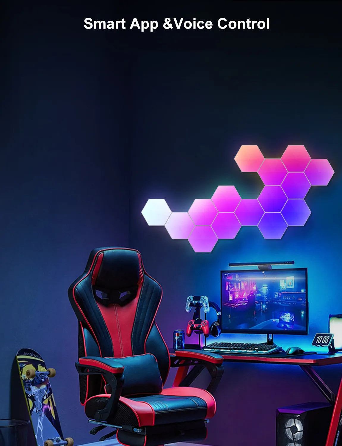 HexaGlow™ Modular RGB Panels – Touch-Activated Lighting for Creative Setups