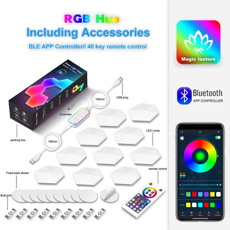 HexaGlow™ Modular RGB Panels – Touch-Activated Lighting for Creative Setups