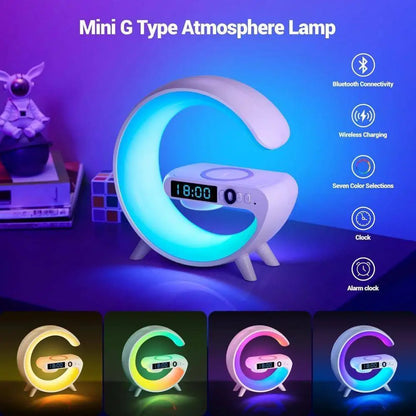 GlowNest™ Smart RGB Lamp – Wireless Charger, Bluetooth Speaker & Alarm Clock